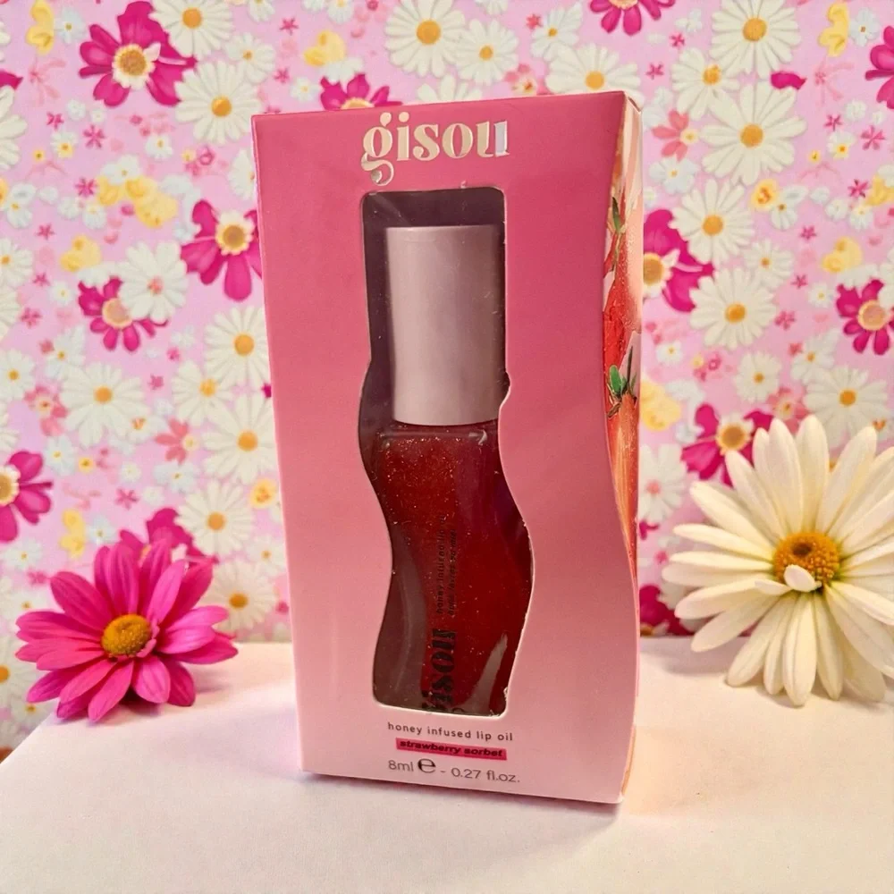 💎 Gisou Honey Infused Hydrating Lip Oil Strawberry Sorbet Full-Size New In Box